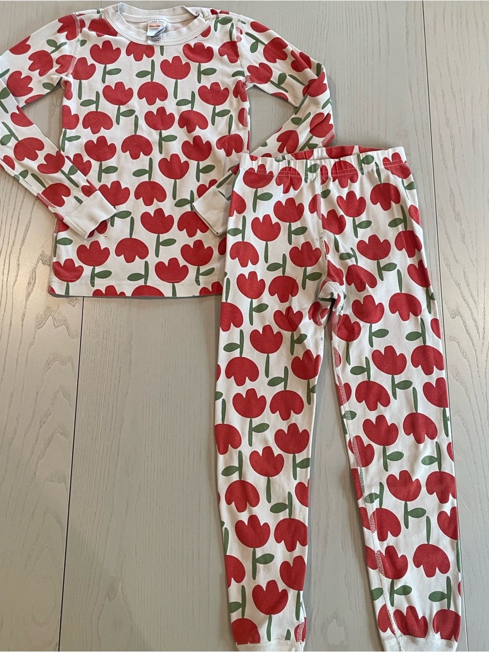 Hanna Andersson HannaJams Long John Pajama Set Dreaming Red Tulips - 8 130